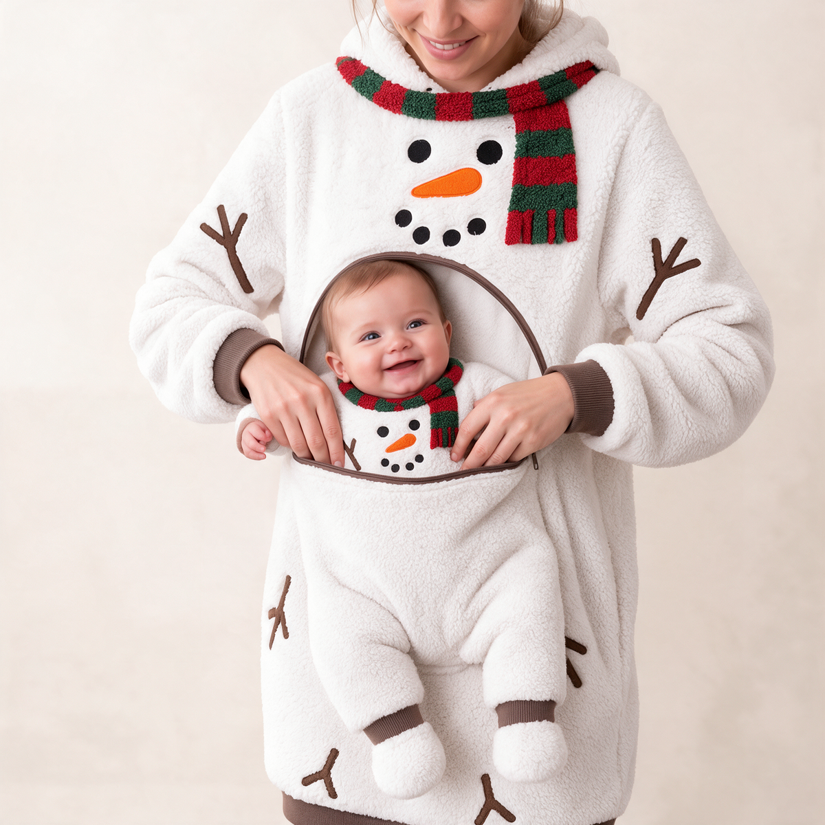 Placing baby in the Snow Snug pouch